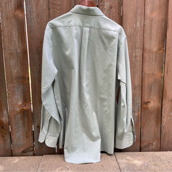 STAFFORD Men’s Pale Green Button Down Long Sleeve Dress Shirt Size 17 36-37 - Picture 7 of 10